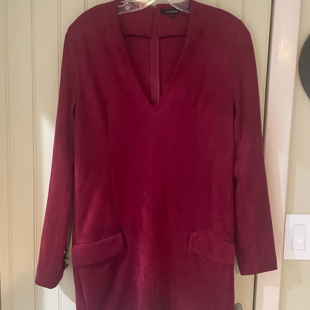 Olivaceous Velvet Dress with Brass colored Buttons